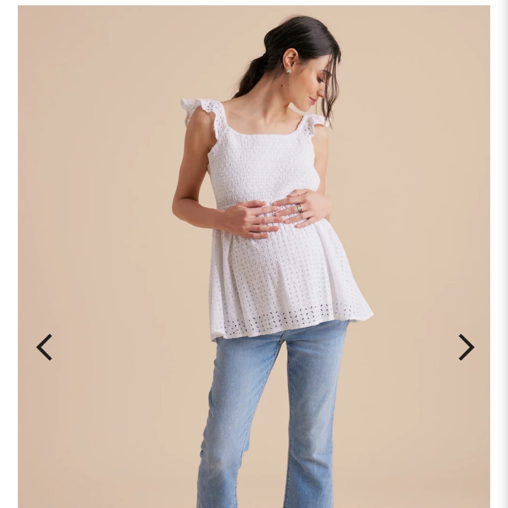 Brand New Never been worn A Pea In The Pod FLUTTER SLEEVE EYELET TOP Size L